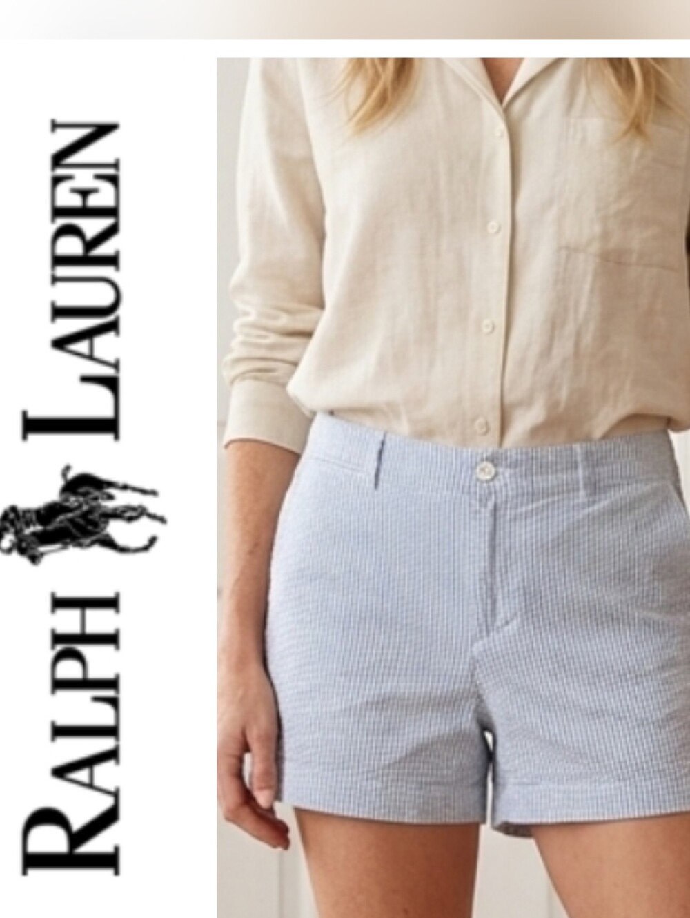 Ralph Lauren Light Blue & White Seersucker Shorts